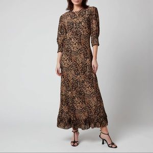 Rixo Jessie Leopard Short Sleeves Midi Dress Sz M